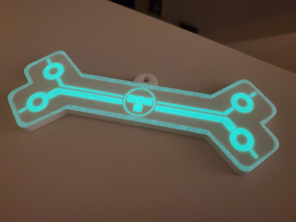 Glow in the dark Green white TRON fursuit tag