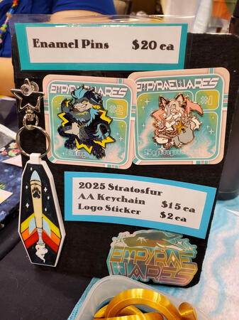 Commemorative Stratosfur 2025 keychain, enamel pins, logo sticker