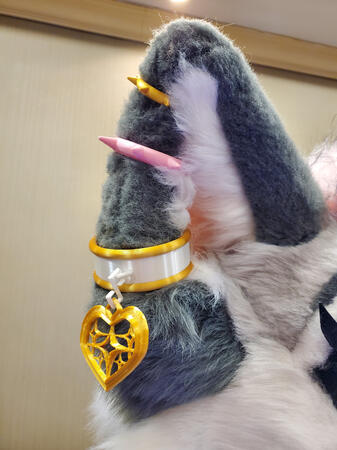 stock fursuit earrings and a hanging charm cuff earring