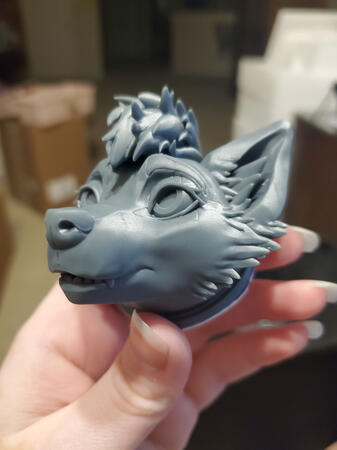 Resin printed custom fursona head sculpt