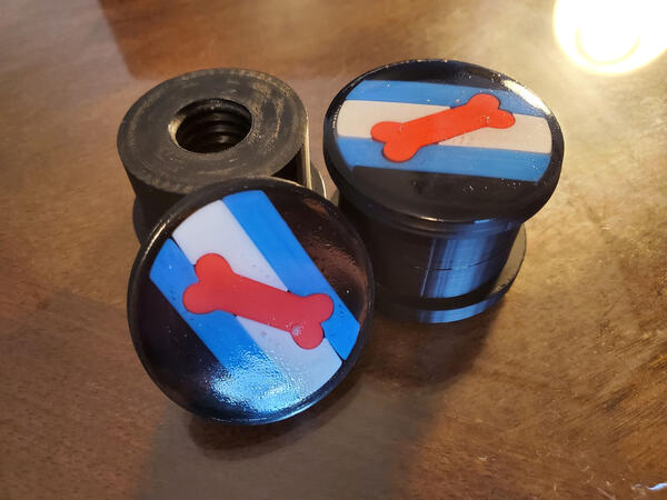 Custom pup flag themed fursuit gauges