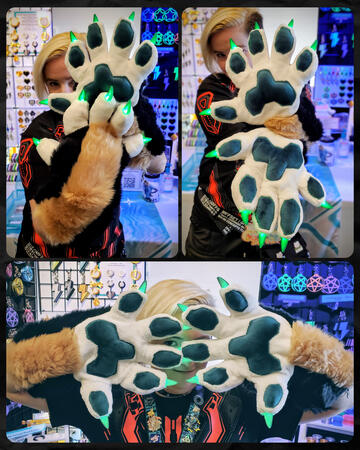 Premade 5-finger, LED claw fursuit paws